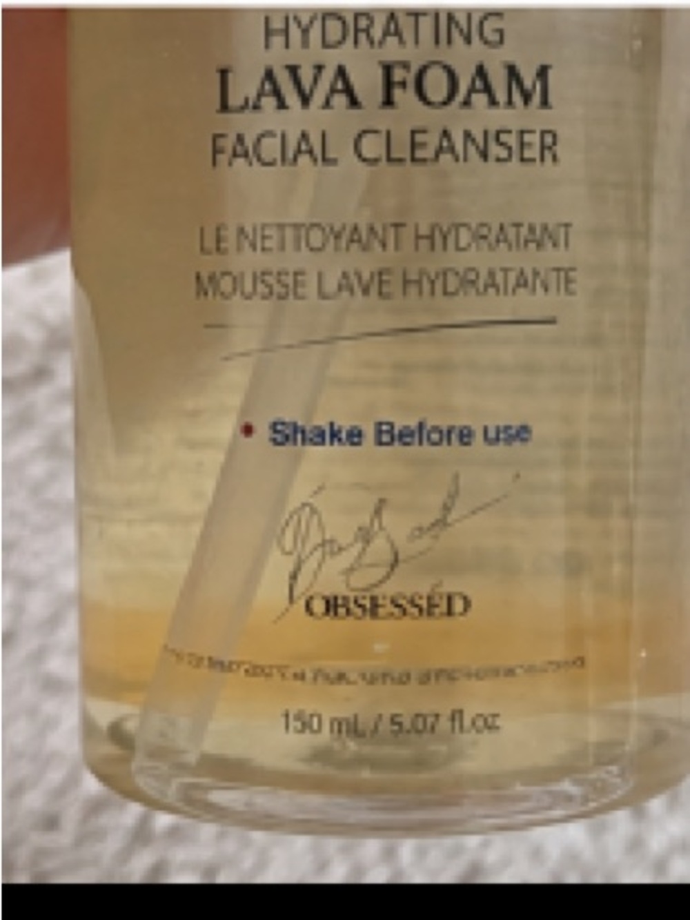 Predire Hydrating Lava Foam Facial Cleanser - Clear Bottle with Gold Cap